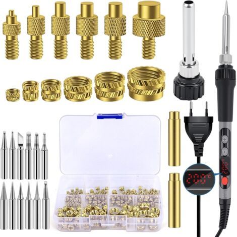 151PCS Kit de Inserts Filetés Pointe Fer à Souder,Fer à Souder 100W Température Réglable avec Affichage LED,138 Inserts Filetés avec 12 Pointes de Fer à Souder,Compatible Accessoires d'imprimante 3D (1/5)
