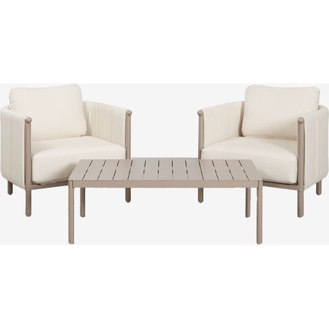 Conjunto de jardín con 2 sillones en bouclé y mesa de centro en aluminio Boleni SKLUM (1/5)