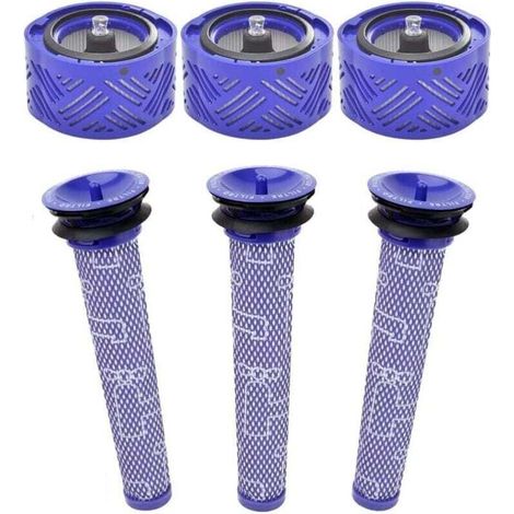 Paquete de 6 filtros HEPA de repuesto para aspiradoras Dyson V6 DC58 DC59 DC62 DC72 DC74 SV03 SV04 SV05 SV06 SV07 SV08 SV09 Absolute Animal Motorhead, números de pieza 965661-01 y 966741-01 - Crezuo (1/4)