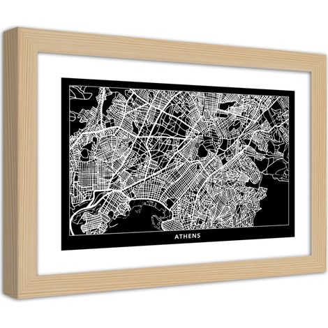 Quadro con cornice, Carta della città  di Atene - 90x60 (1/5)