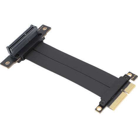 Câble d'extension PCIe 4.0 16 Gbit/s, connecteur mâle 180°, connecteur femelle 90°, 64 broches, conducteur en cuivre, 4 rallonges PCIe 4.0 x4, 40 cm / 15,75 pouces (1/5)