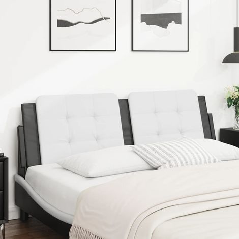 Cabecero de cama acolchado Zadar cuero sintético blanco negro 160 cm vidaXL (1/5)