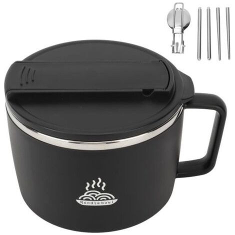 Bol à nouilles pour micro-ondes - 1200 ml - Acier inoxydable 304 - Anti-brûlure - Portable