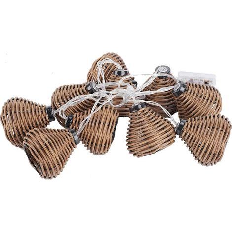 10 pièces Lampes En Rotin Osier Sepak Takraw Ball Lampe Guirlande Lumineuse Led Boules En Rotin FéEs De DéCoration De Mariage Fonctionne sur Piles (1/5)
