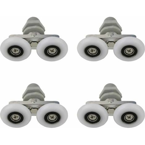 Rulli per porta doccia, ruote doppie, rulli per porta doccia, ruote scorrevoli, rulli di ricambio per porta doccia, pezzi di ricambio per bagno, 27 mm, 4 pezzi (1/5)
