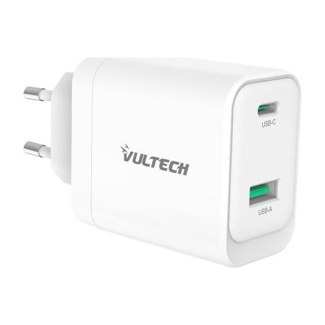 VulTech CC45-1C1A Caricabatterie GaN 45W con Porta Type-C e USB-A Ricarica Rapida 3.0