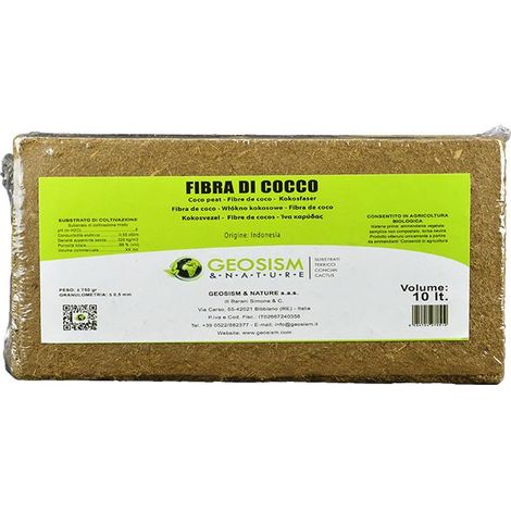 Fibra di cocco in mattonella Geosism, inferiore a 0,5 mm (c.ca 750 g - 10 lt)