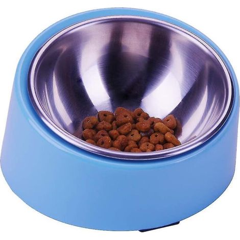 Schräger 15-cm-Napf für Hunde und Katzen, schräger Napf für Bulldoggen, hellblau (1/4)