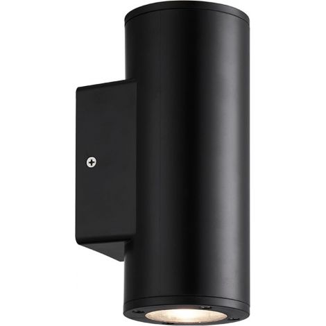 Aplique exterior yopol 2xgu10 negro cilindro policarbonato  18,6x7,6x9,9 cm  ip54 (1/2)