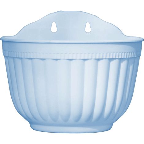 Due vasi da fiori da interno/esterno a parete con fori di drenaggio, robusti e resistenti, adatti per arredare balconi e terrazze, colore blu. (1/5)
