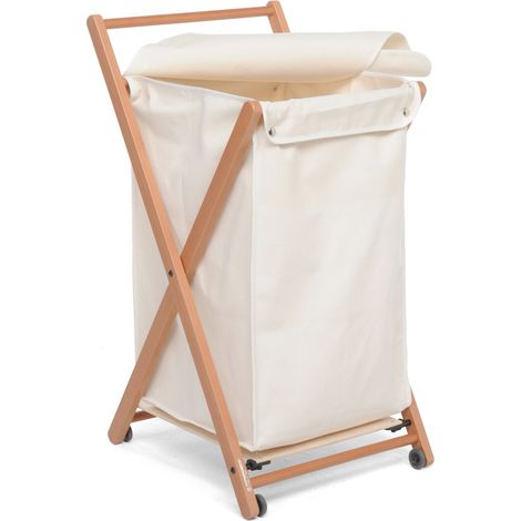 Foppapedretti Angel panier à linge Rectangulaire Hêtre, Coton, Plastique, Contre-plaqué Beige, Noir, Noyer (1/5)