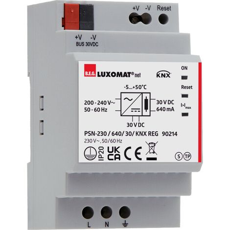 PSN-230 / 640 / 30 / KNX REG-module d’alimentation KNX PS montage sur rail DIN LUXOMATnet 90214 (1/2)