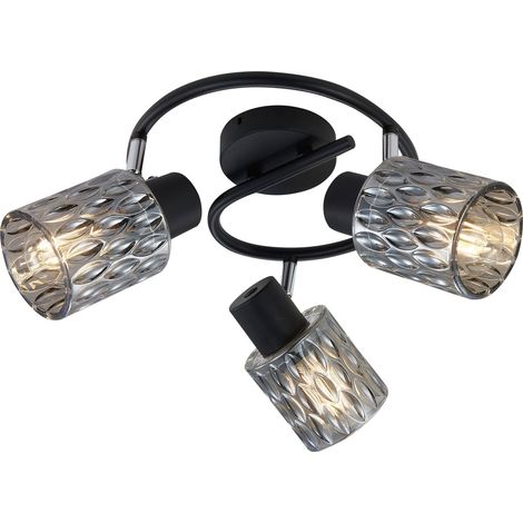 Plafonnier noir moderne verre fumé 3xE27 40W Bill (1/2)