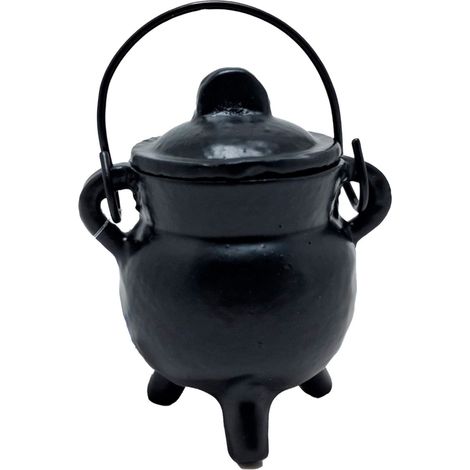 Chaudron brûle encens en fonte noire avec couvercle 8 cm (1/5)