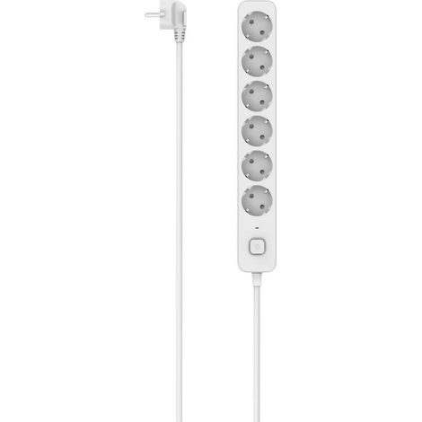Hama Ciabatta elettrica con interruttore, 6 prese, 1,4 m (ciabatta di protezione da sovratensione, 6 prese, presa multipla, con protezione da contatto, LED, 45°) bianco