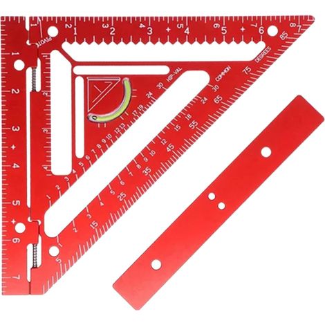 Équerre de charpente en alliage d'aluminium, règle triangulaire de traçage et mesure pour menuiserie, avec bloc de guidage (1/5)