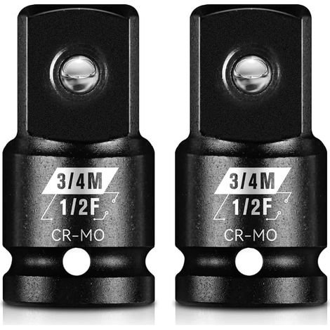 2 Pack 1/2" F to 3/4" M Socket Adapter Cr-Mo Steel for Impact Tool Square Drive Reducer for Ratchet, Nut, Impact Driver, Wrench (1/5)