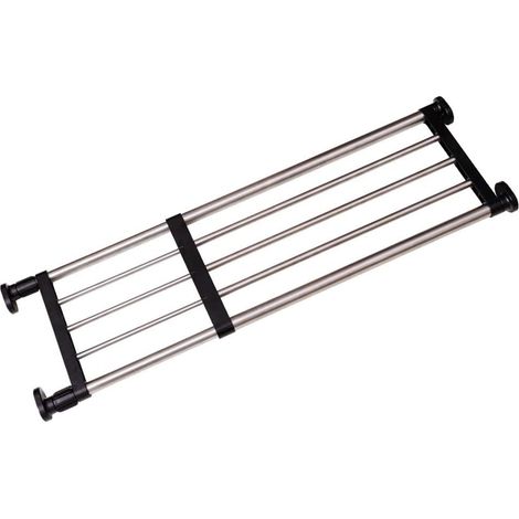 Étagère extensible en métal réglable pour placard, cuisine, salle de bain, noir, 84 à 117,5 cm (1/5)