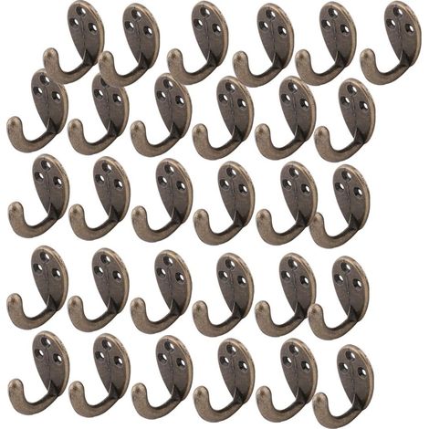Crochet simple 3 supports pour manteau de cheminée, porte-clés, collier, licol, bronze, tonnes, (1/4)