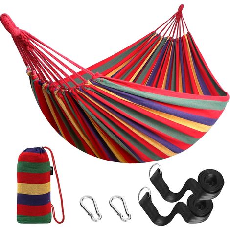 Hamac d'extérieur de Camping, en Plein air Portable en Toile, Léger avec Sangles respectueuses des Arbres, Sac de Transport, Parfait pour Le Jardin, Balcon, Patio, la Plage, Randonnée (1/5)