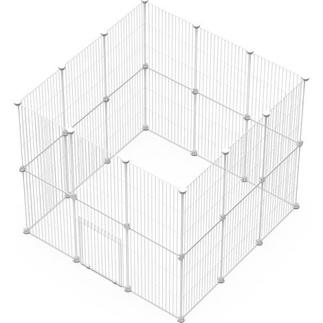 Enclos pour Animaux Domestiques avec Porte, Enclos Intérieur Modulable, Parc DIY pour Petits Animaux, Clôture Réglable, Lot de 24 Panneaux Grillagés pour Lapins et Cobayes 43x32CM (1/4)