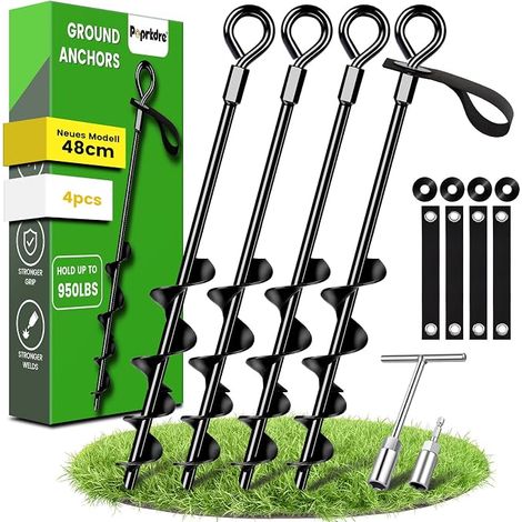 4 x 48cm Ground Anchor with Straps (1/5)