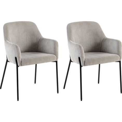 Lot de 2 chaises repas 57x57x83 cm en velours côtelé gris