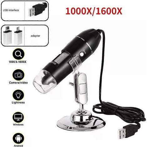 Digitales Mikroskop mit Kamera, 1600-fache Vergrößerung, 3-in-1-Gerät, USB-Typ-C, tragbares elektronisches Mikroskop mit LED-Vergrößerung zum Löten und zur Handy-Reparatur (1/4)