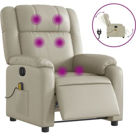 Fauteuil de massage électrique inclinable en similicuir beige (1/5)