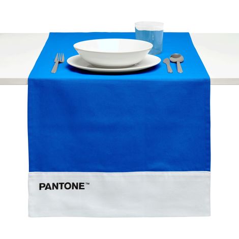 PANTONE Runner Tavola Moderno in 100% Cotone, 220 gr - Tovaglia Centrotavola Morbida e Resistente, Ideale per Accessori Cucina e Tovagliette Centro Tavola in Tessuto, 45x145 cm, Blu (1/3)