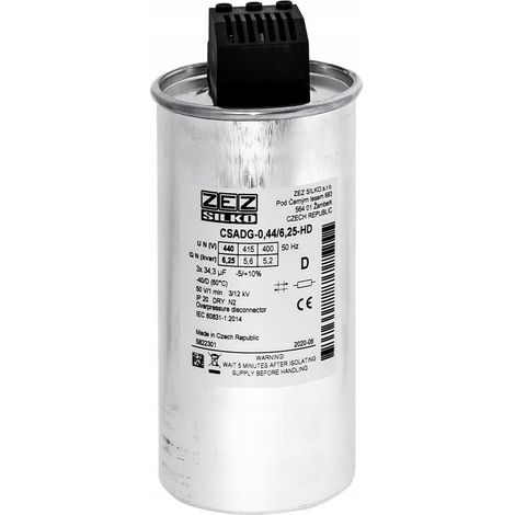 ZEZ-Silko-Kondensator 6,25 kvar 440 V Cn=3x34,25µF In=3x8,21A