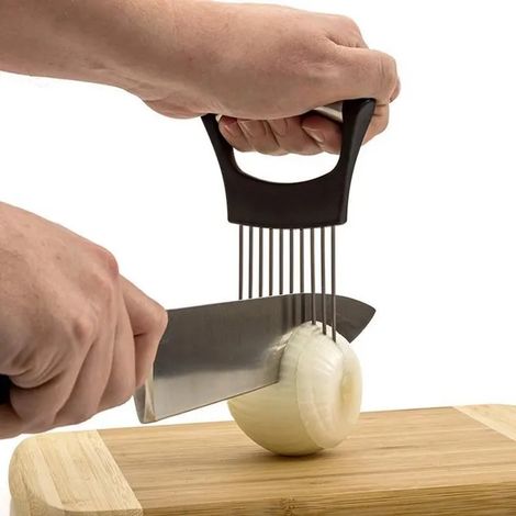 Coupe-oignon, guide de découpe à 10 broches en inox, tranches régulières, passe au lave-vaisselle (1/5)