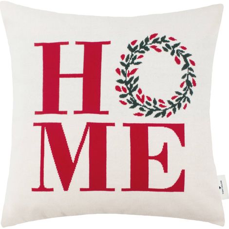 TOM TAILOR Housse de coussin décoratif WEIHNACHTSKISSEN - 45x45 cm, Rouge cheminée (1/3)