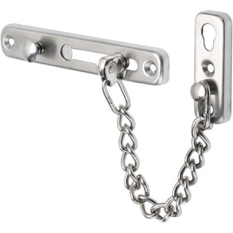 Security Door Chain Narrow Door Limiter Spring Loaded Anti-Theft Door Latch with Screws for Home Internal Door, Stainless Steel Brushed Finish (1/4)