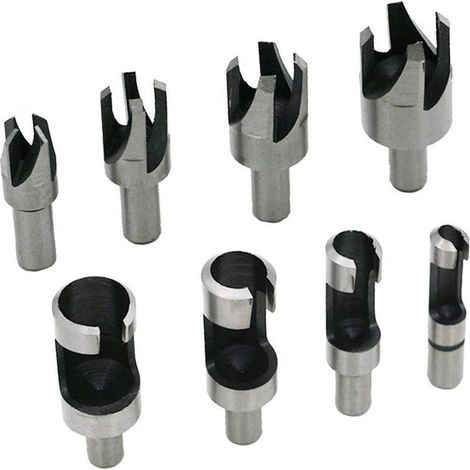 8PCS fraise à bouchonner bois outil de coupe bois mèches des bouchons wood plug cutter drill bits 6mm /10mm/13mm/16mm, avec forets coniques et forets griffes (1/4)