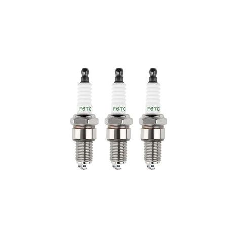 3 Pièces Bougies d'allumage F6TC, Tondeuse Bougie d'Allumage, Bougie d'allumage Borne Solide Remplacer F6TC / F7TC, pour GX120 GX200 GX240 Go Kart Polissage de Travail du Sol de Vélo 168F (1/5)