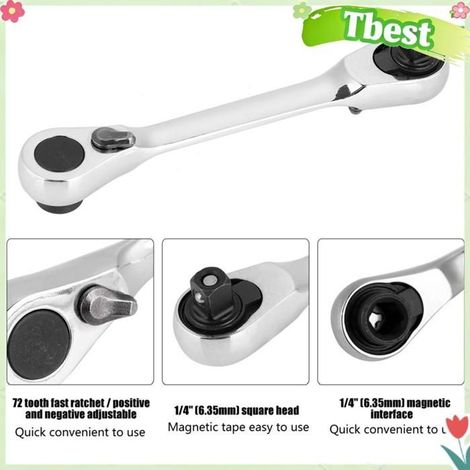 Tbest Clé Allen Mini clé à douille à cliquet 1/4', tournevis, clé dynamométrique hexagonale (107 mm) auto nettoyage (1/5)