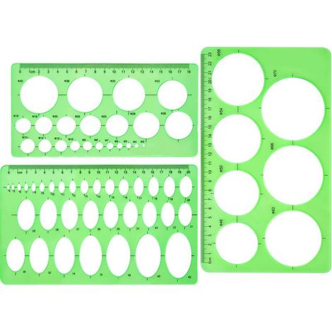 Lot de 3 gabarits de dessin plastiques, outils de traçage géométrique DIY (1/3)