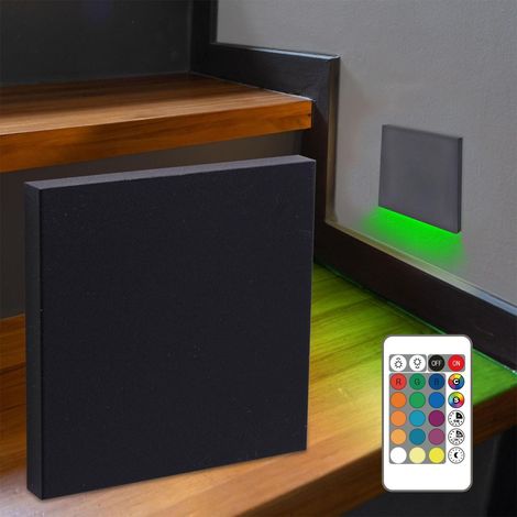 LED Treppenleuchte eckig schwarz - Lichtfarbe: Warmweiß bis Kaltweiß + RGB-Farben - Lichtaustritt: Kato (1/5)