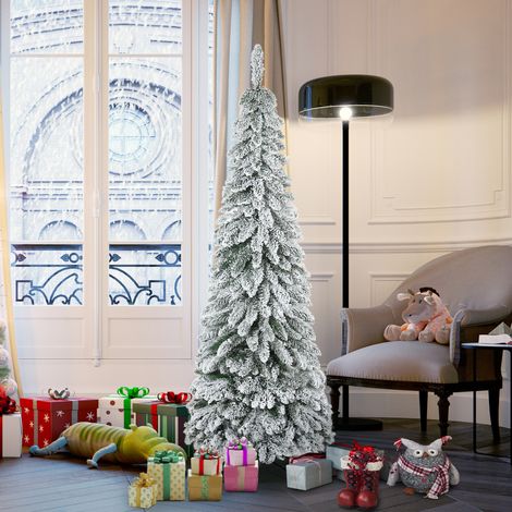 Sapin de Noël artificiel de 180 cm, enneigé, avec 523 branches et un support pliable en acier vert. (1/5)