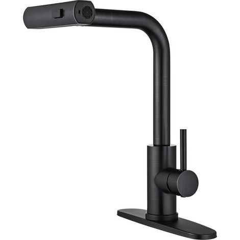 Robinet télescopique extractible pour évier de cuisine, ensemble de robinets noir en acier inoxydable standard européen 3/8 (1/5)