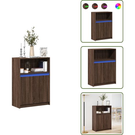 Sideboard mit LED Braun Eichen-Optik 72x34x100 cm Holzwerkstoff - Sideboard - Sideboards - Kommode - Anrichte (1/5)