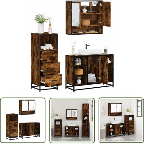 vidaXL Ensemble de meubles de salle de bain 3 pcs Chêne fumé