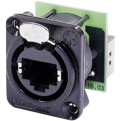 RJ45 connecteur de données série etherCon® D Neutrik NE8FDP-B RJ45 femelle, droit NE8FDP-B Pôle: 8P8C noir 1 pc(s) (1/2)