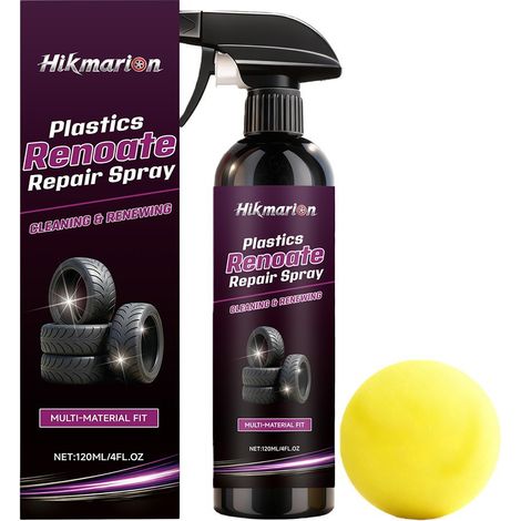 Spray de rénovation et d'entretien pour sièges auto - Nettoyant, rénovateur, lustrant et nettoyant - 120 ml + Éponge (1/5)