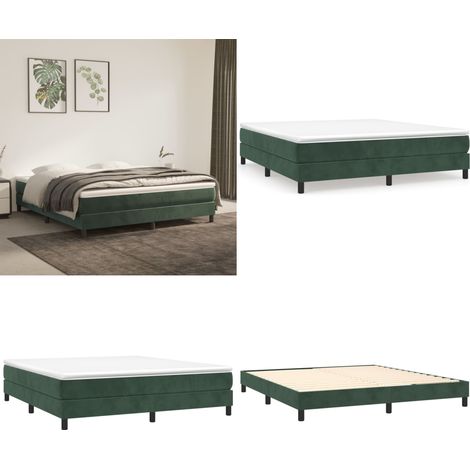 Boxspringbett mit Matratze Dunkelgrün 160x200 cm Samt - Boxspringbett - Doppelbett - Samtbett - Dunkelgrünes Bett - Luxusbett - Home & Living (1/5)