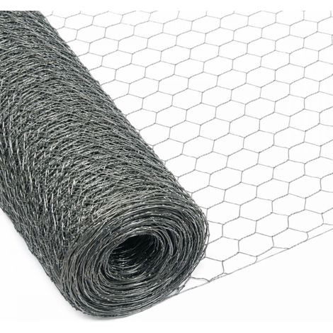 Grillage triple torsion galvanisé pour poules ou petits animaux, clôture poulailler, jardin - 25 m x 1 m - Maille 50 mm - Diam 1 mm - Gris - Linxor