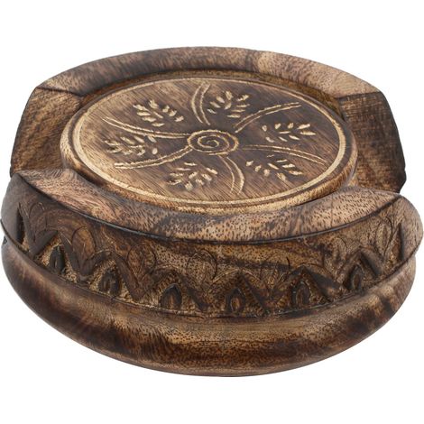 Lot de 6 sous-Verres en Bois Faits à la Main dans Un Support en Forme de Lotus avec Design Rustique 12,7 cm (1/5)