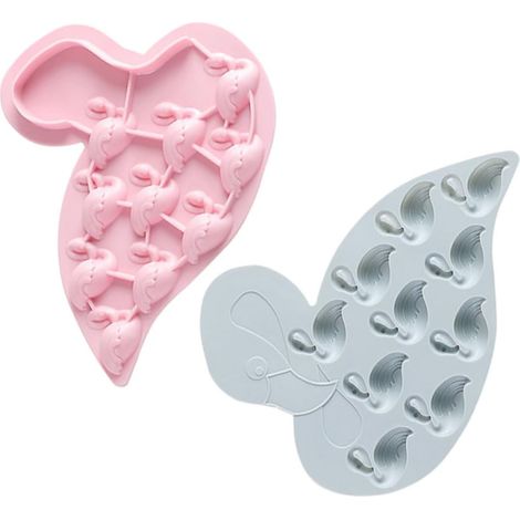 de 2 Moules à Glaçons Flamant Rose en Silicone Portable, Mini Bac (1/5)