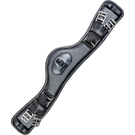 80 cm, Noir 9100: Sangle de dressage anatomique en cuir sans élastiques